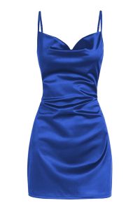 ZAFUL Women's Satin Sleeveless Spaghetti Strap Mini Dress Sexy Slip Cowl Neck Silky Cocktail Party Dresses